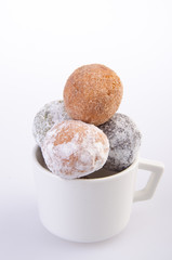 donut. munchkins donuts on background