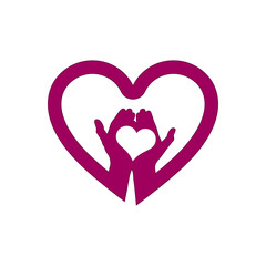 Hand wiyh love in heart icon logo