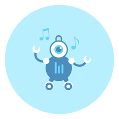 Robot Music Player Icon Modern Robotic Technology Vector Illustration