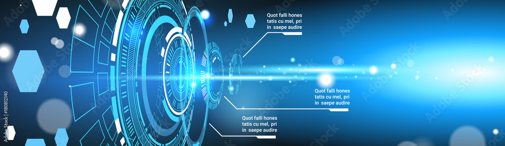 Poster set of computer futuristic infographic elements tech abstract background template horizontal banner 