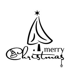 Black Christmas tree, Holiday background.  Vector Illustration