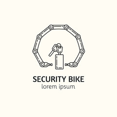 Modern Linear Style Bicycle Security Logotype Template.