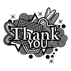 Thank you doodles.  Vector Illustration on white background