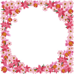 Obraz na płótnie Canvas Pink flowers frame illustration design as template on white background.