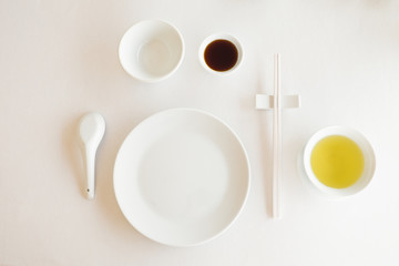 Table set ready for serve in chinese restaurant