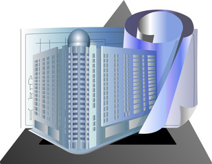 Architecture building drawings vector illustration. For construction companies and engineers