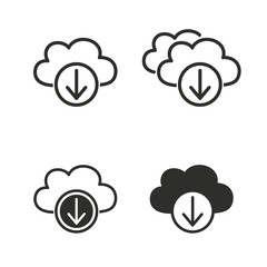 Cloud download icon set.
