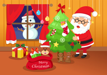 illustration of santa claus happy new year and merry christmas.vector