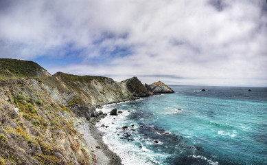A Beautiful View of the California Coastline along State Road 1 -USA