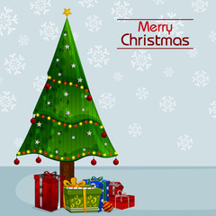 Decorative pine tree for Happy New Year and Merry Christmas greeting background