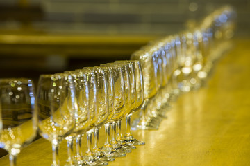 crystal glasses on the bar