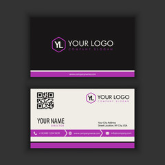 Modern Creative and Clean Business Card Template with purple black color