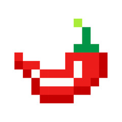 Obraz premium Pixel red hot pepper art cartoon retro game style