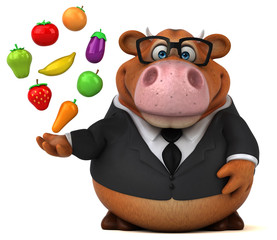 Naklejka premium Fun cow - 3D Illustration