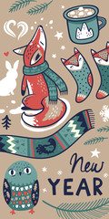 Merry Christmas vertical banner vector illustration
