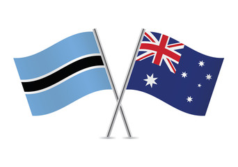 Obraz premium Botswana and Australia flags.Vector illustration.
