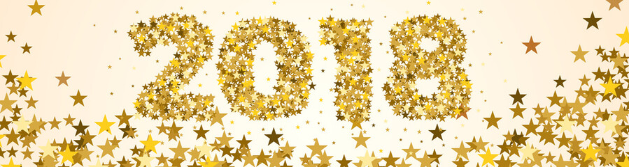 Obraz na płótnie Canvas banner, 2018 Happy New Year celebrate card with holiday greetings and golden stars