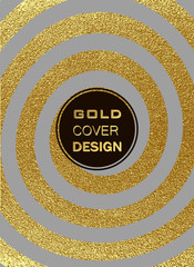 Gold, Glitter, Sparkles Design Template for Brochures, Invitation for New Year, wedding, birthday. Patina golden elements. Vector illustration