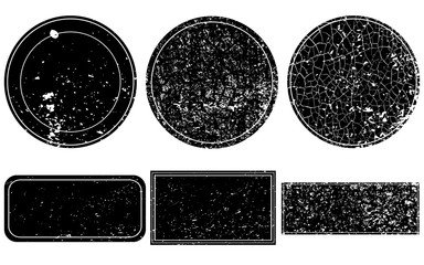 Collection retro shapes. Elements grunge texture to create distressed effect. Vintage postal stamps and postmarks.