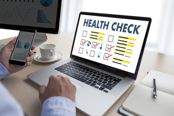 Digital HEALTH CHECK Concept working with computer interface as medical Healthcare