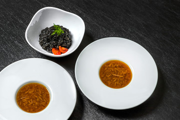 リゾットとスープセット　Risotto of squid ink