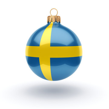3D rendering Christmas ball with the flag of Sweden