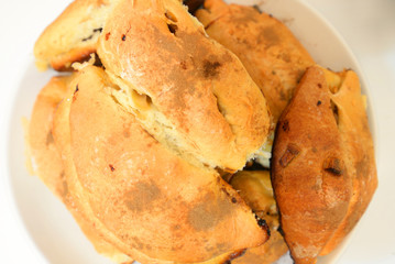 Homemade pies closeup.