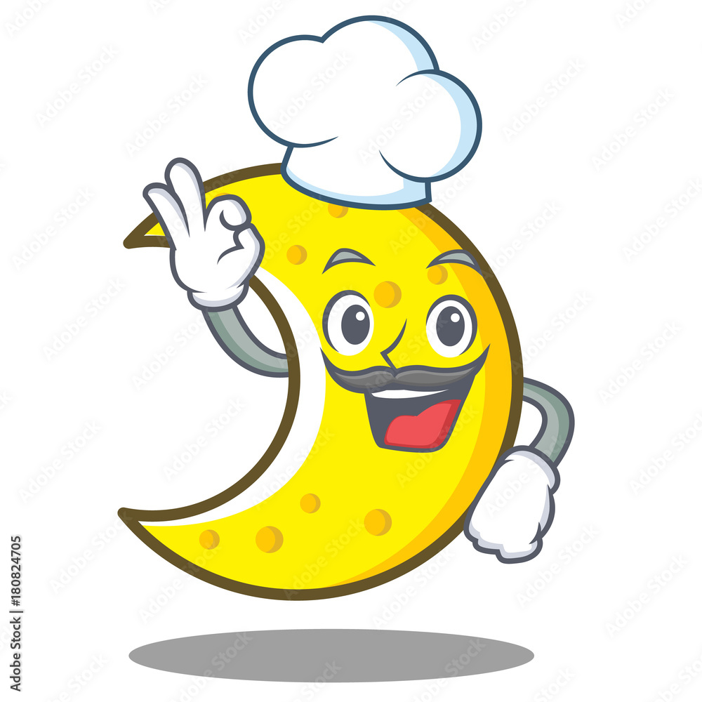 Wall mural chef crescent moon character cartoon