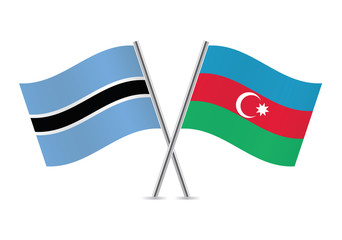 Botswana and Azerbaijan flags.Vector illustration.