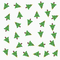 christmas tree pattern on white background. flat design style. vector background design. 