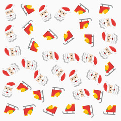 santa claus and his sleigh pattern on white background. flat design style. vector background design.