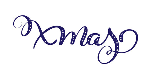 xmas blue vector Calligraphic Lettering text for design Christmas greeting cards. Holiday Greeting Gift Poster. Calligraphy modern Font