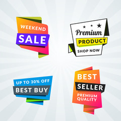 Set of sale banners and labels. Design elements for promotion. Vector illustration