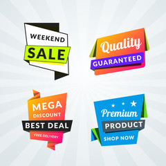 Set of sale banners and labels. Design elements for promotion. Vector illustration