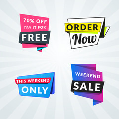 Set of sale banners and labels. Design elements for promotion. Vector illustration