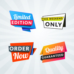 Set of sale banners and labels. Design elements for promotion. Vector illustration