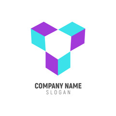Three Isometric Box Logo Design