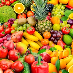 Zelfklevend Fotobehang Vruchten Large collection fruits and vegetables. Healthy foods.