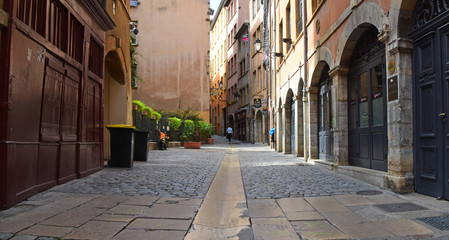 Streets in the old quarter with central gutter