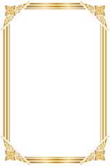 Frame and borders, Golden frame on white background. Thai pattern, Vector illustration