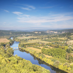 The famous view of the River Dordogne from the bastide of Domme, Aquitaine, France, as summer turns to autumn.