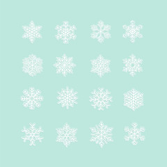 White snowflakes icon on green background