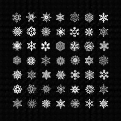 White snowflakes icon on black background