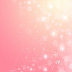 Christmas winter abstract background with snowflakes, bokeh lights and place for text. Christmas New Year's wallpaper