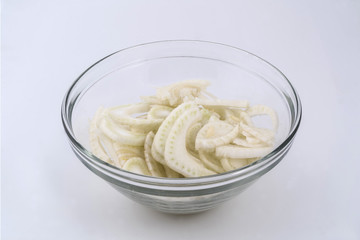 fennel cut into slices in a bowl