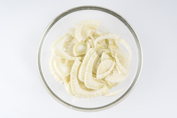 fennel cut into slices in a bowl