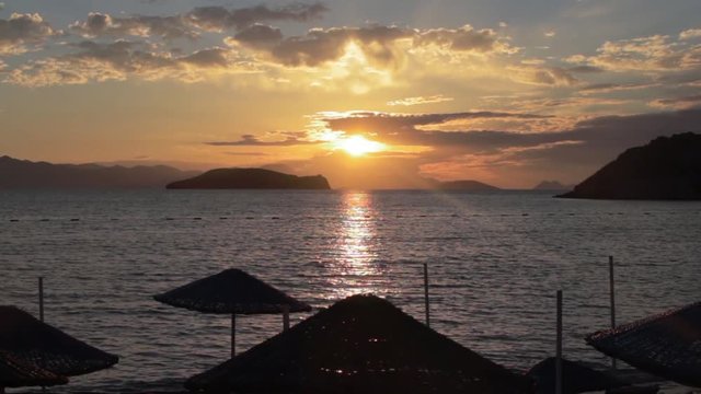 Clouds etched by sunlight at sunset over the Greek island of Kalymnos,.  