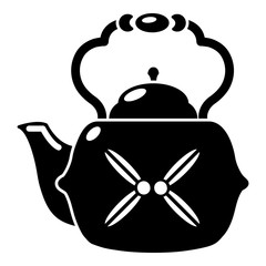 Kettle vintage icon, simple black style