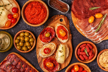Typical spanish tapas concept.