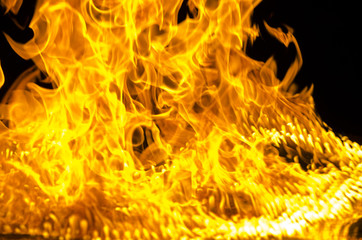 Obraz premium Isolated burning flame or fire on black background.